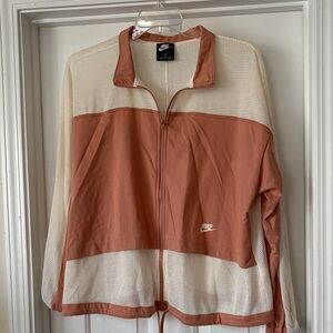 Nike Women's Mesh Track Suit Jacket - Cream and Rose Pink